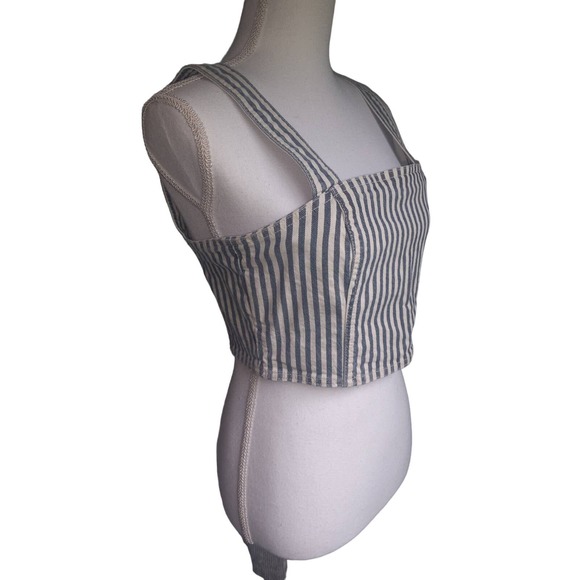 Zara Striped Denim crop top - size L - Picture 4 of 10
